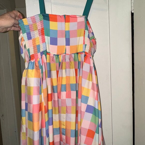 Unique Vintage - Pastel Rainbow Checkered Golightly Flare Dress (Size 2X/18) - Picture 3 of 5